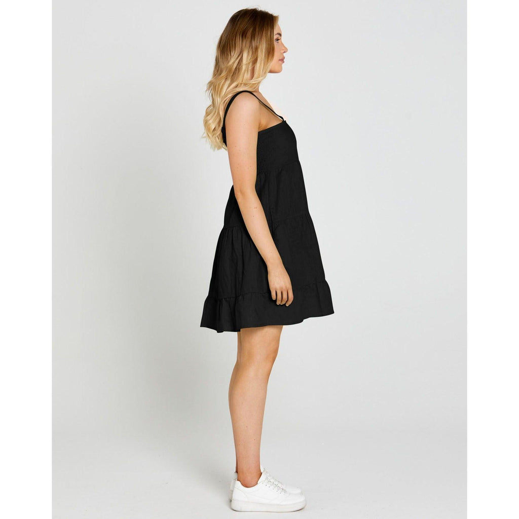 Cassie Tiered Mini Dress Black - Willow and Vine