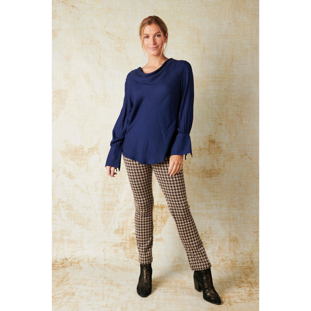 Cowl Neck Top - Navy - Willow and Vine