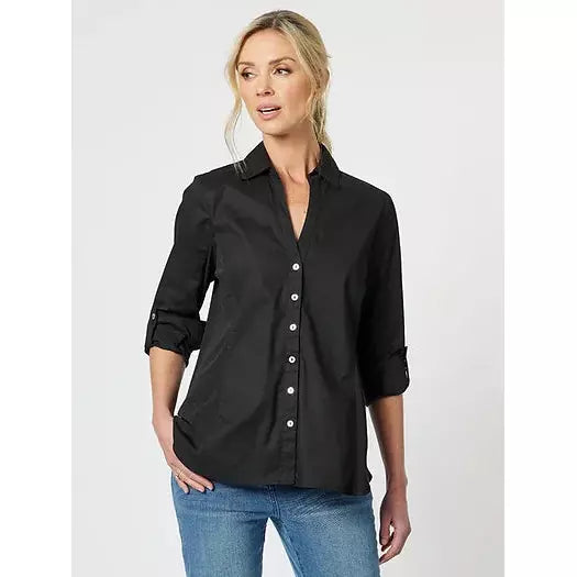 Emma Rib Detail Shirt - Black - Willow and Vine