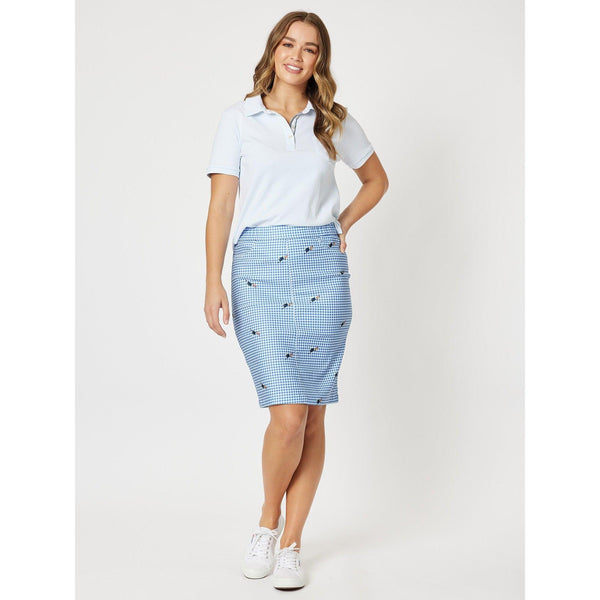 Gingham Stretch Skirt - Blue - Willow and Vine