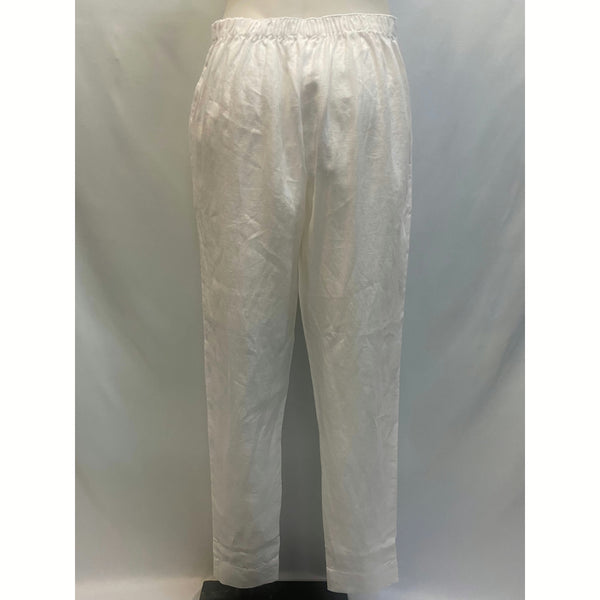 Linen Flat Front Long Pant - White - Willow and Vine