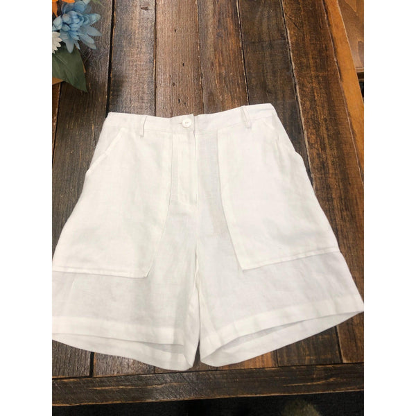 Linen Mid Short With Pockets - White - Willow and Vine