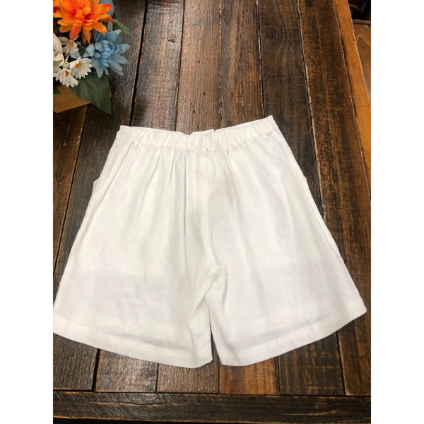 Linen Mid Short With Pockets - White - Willow and Vine