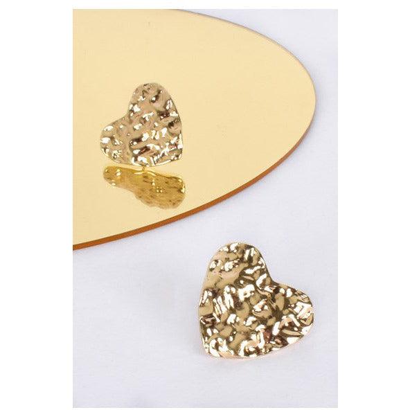 Mini Molten Heart Stud Earring Gold - Willow and Vine